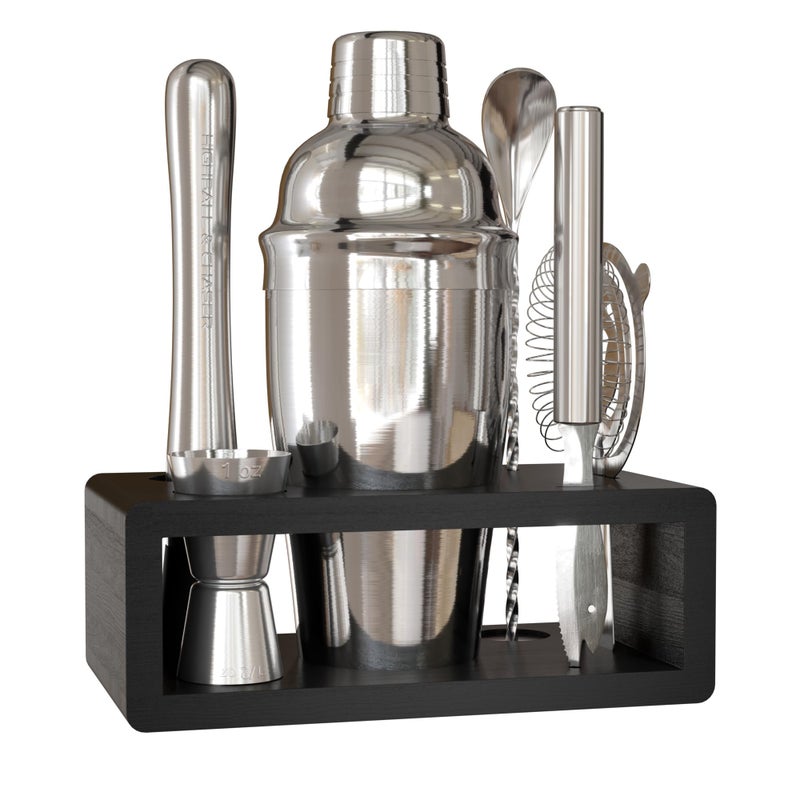 Highball  Chaser Highball & Chaser Cocktail Shaker Set: Bartender Kit for Home Bar Mixology Cocktail Bar Set Plus E-Book with 30 Recipes (Silver) - Image 1